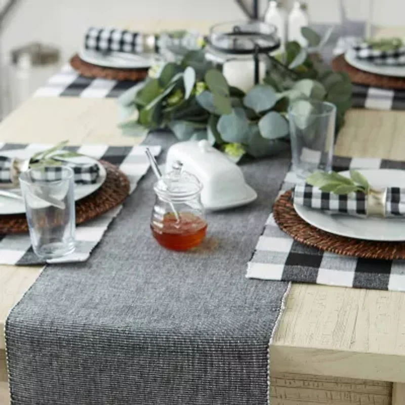 Design Imports Black/White 2-Tone Ribbed Table Runner