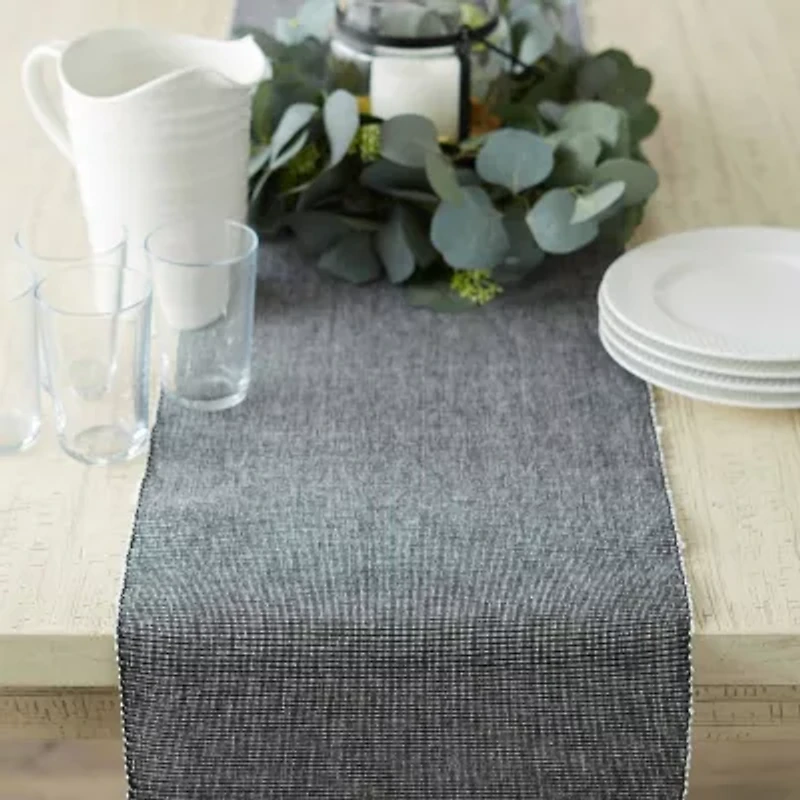 Design Imports Black/White 2-Tone Ribbed Table Runner