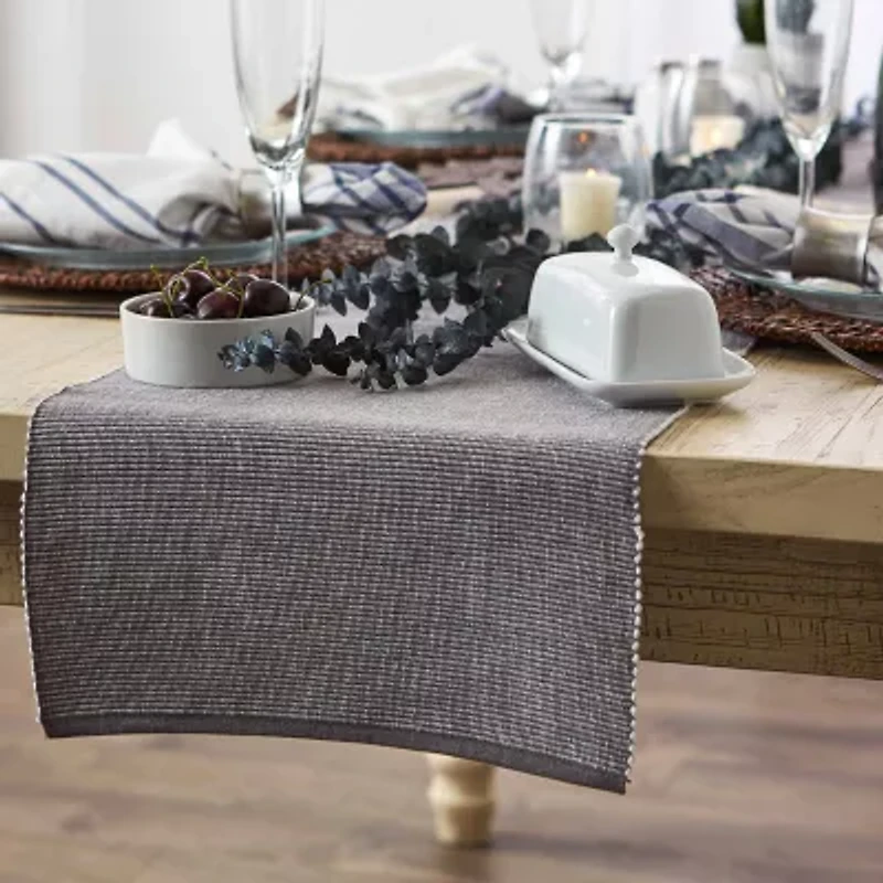Design Imports Gray/White 2-Tone Ribbed Table Runner