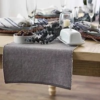 Design Imports Gray/White 2-Tone Ribbed Table Runner