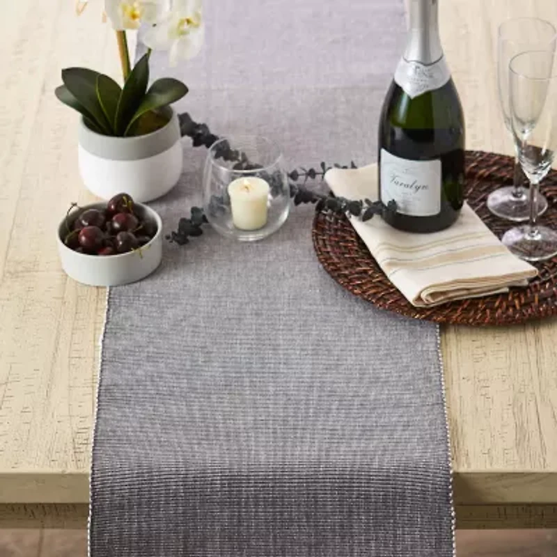 Design Imports Gray/White 2-Tone Ribbed Table Runner
