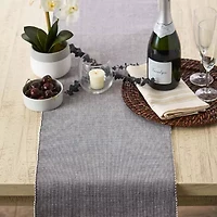 Design Imports Gray/White 2-Tone Ribbed Table Runner