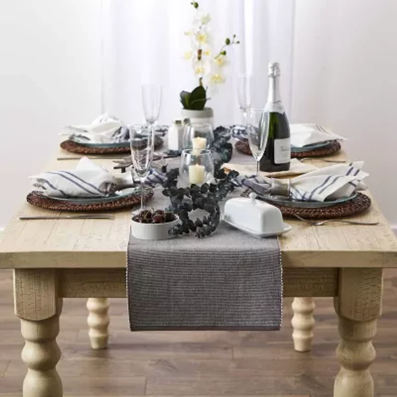 Design Imports Gray/White 2-Tone Ribbed Table Runner
