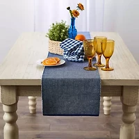 Design Imports Navy/White 2-Tone Ribbed Table Runner