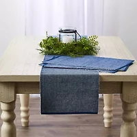 Design Imports Navy/White 2-Tone Ribbed Table Runner