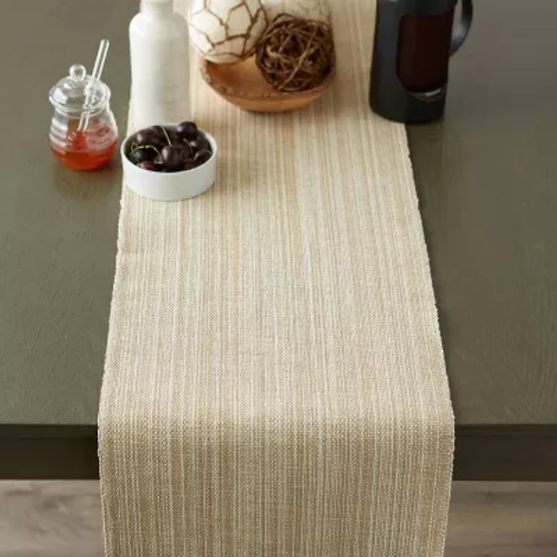 Design Imports Taupe Variegated Fringe Table Runner