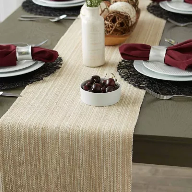 Design Imports Taupe Variegated Fringe Table Runner