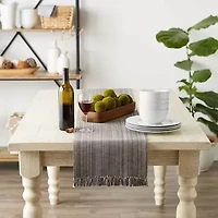 Design Imports Gray Variegated Fringe Table Runner