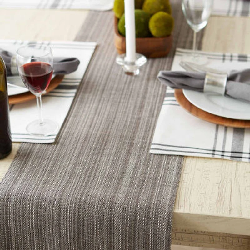 Design Imports Gray Variegated Fringe Table Runner