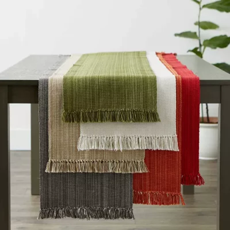 Design Imports Gray Variegated Fringe Table Runner