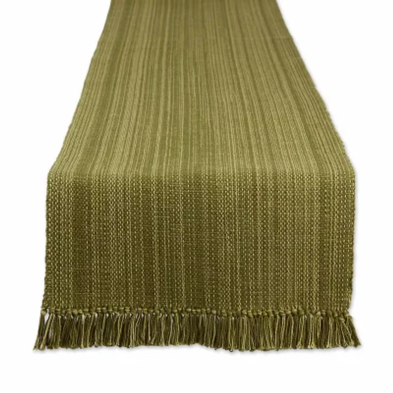 Design Imports Olive Green Variegated Fringe Table Runner