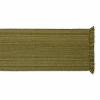 Design Imports Olive Green Variegated Fringe Table Runner