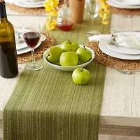 Design Imports Olive Green Variegated Fringe Table Runner