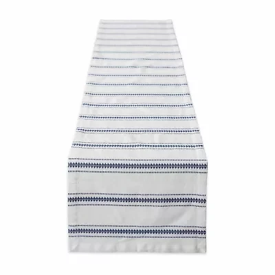 Design Imports French Blue Zig Dobby Stripe Table Runner