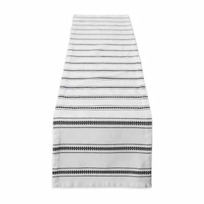 Design Imports Black Zig Dobby Stripe Table Runner