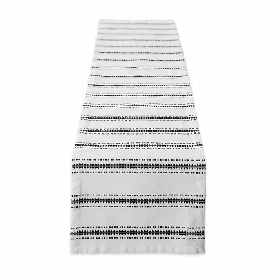 Design Imports Black Zig Dobby Stripe Table Runner