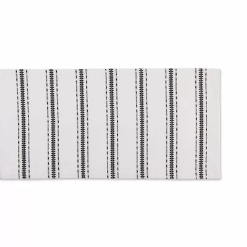 Design Imports Black Zig Dobby Stripe Table Runner