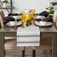 Design Imports Black Zig Dobby Stripe Table Runner