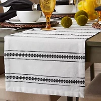 Design Imports Black Zig Dobby Stripe Table Runner