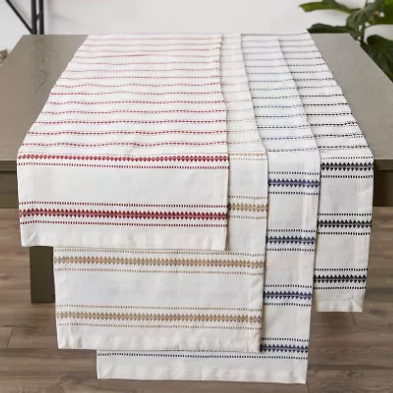 Design Imports Black Zig Dobby Stripe Table Runner