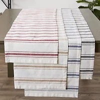 Design Imports Black Zig Dobby Stripe Table Runner
