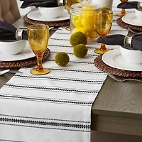 Design Imports Black Zig Dobby Stripe Table Runner