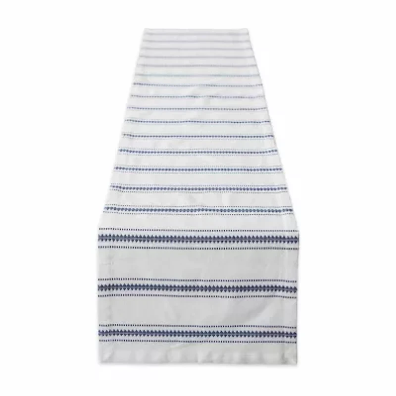 Design Imports French Blue Zig Dobby Stripe Table Runner