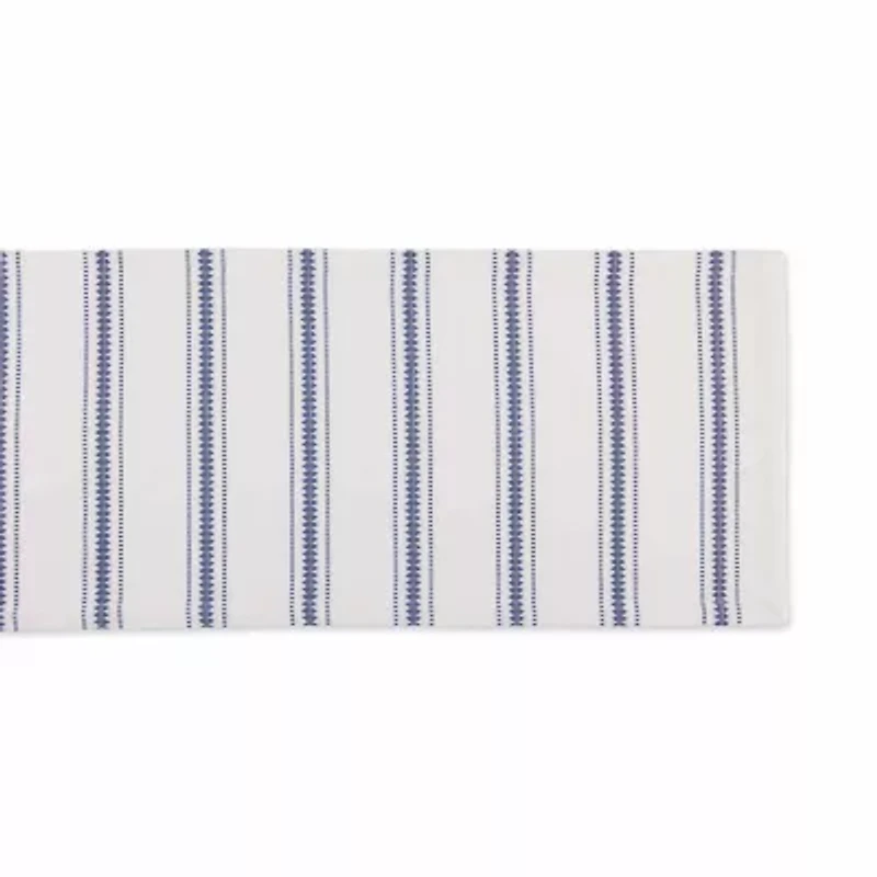 Design Imports French Blue Zig Dobby Stripe Table Runner