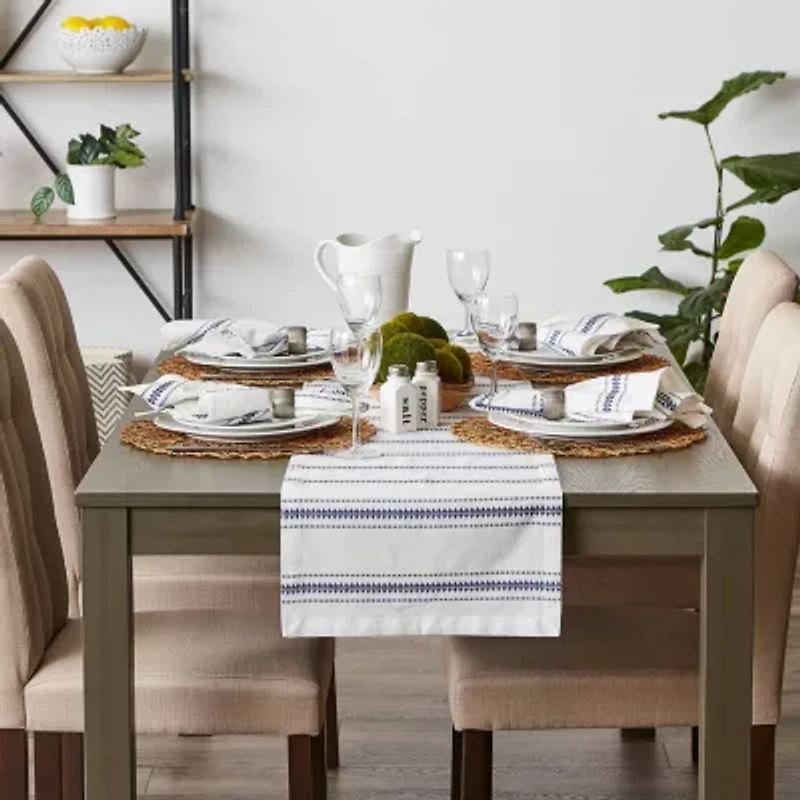 Design Imports French Blue Zig Dobby Stripe Table Runner