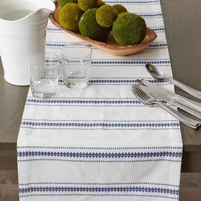 Design Imports French Blue Zig Dobby Stripe Table Runner
