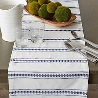 Design Imports French Blue Zig Dobby Stripe Table Runner