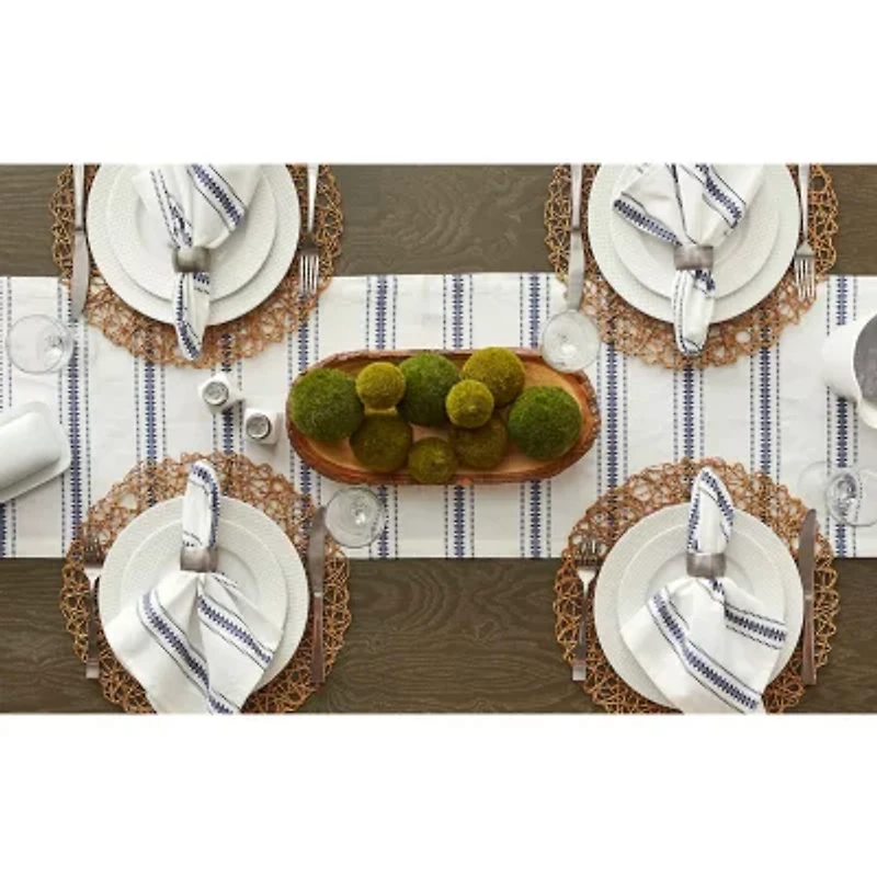 Design Imports French Blue Zig Dobby Stripe Table Runner