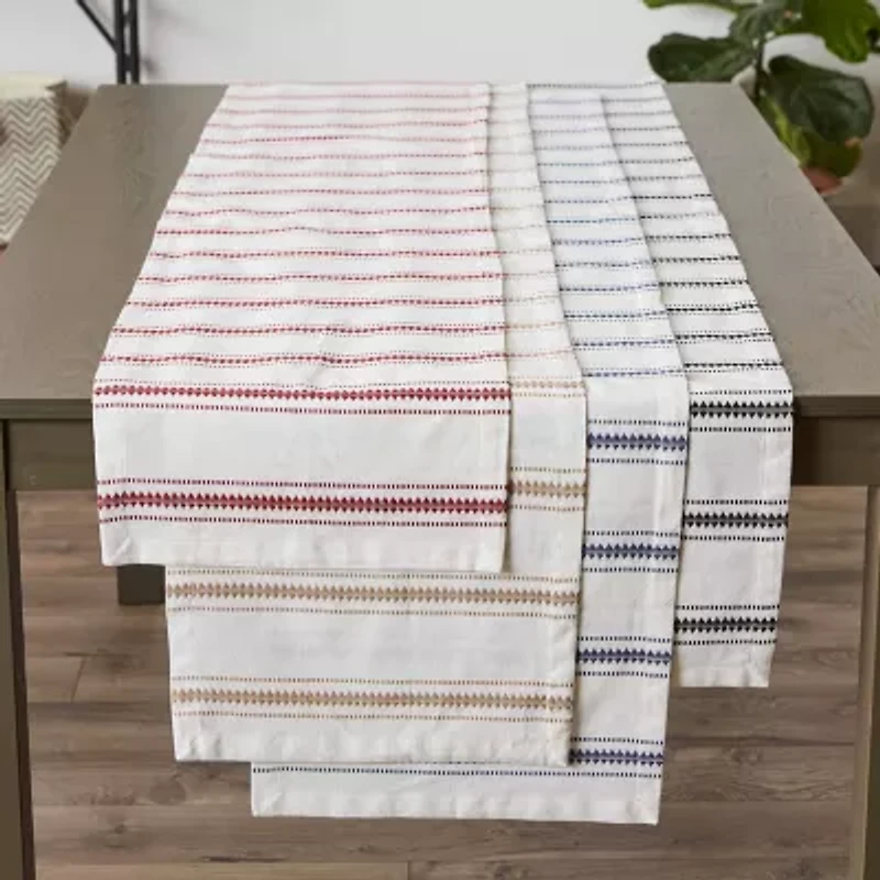 Design Imports French Blue Zig Dobby Stripe Table Runner