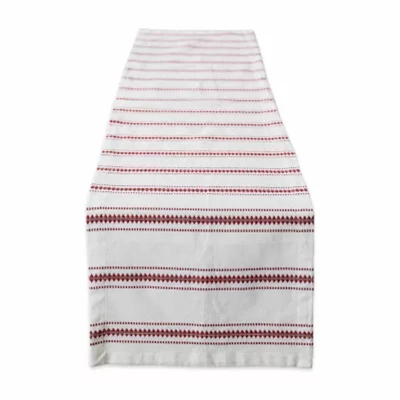 Design Imports Barn Red Zig Dobby Stripe Table Runner