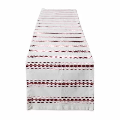 Design Imports Barn Red Zig Dobby Stripe Table Runner