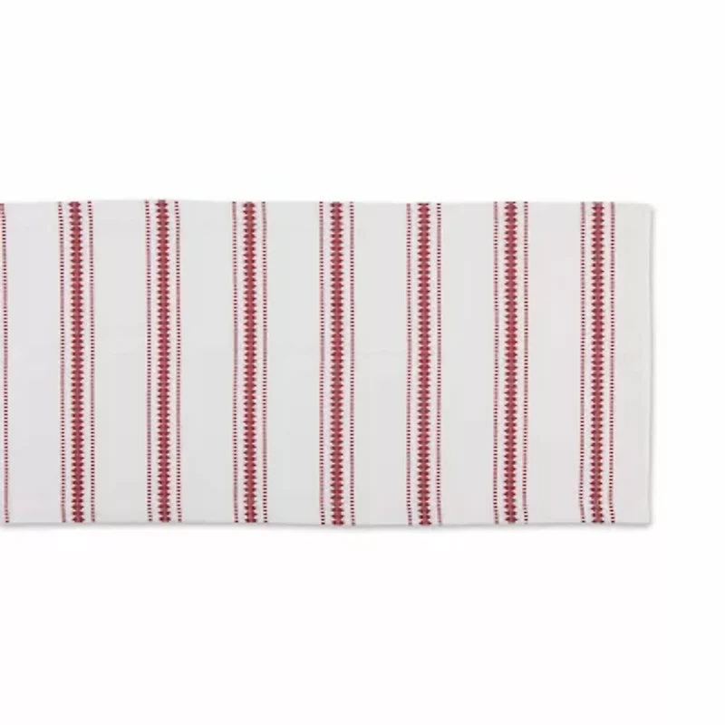 Design Imports Barn Red Zig Dobby Stripe Table Runner