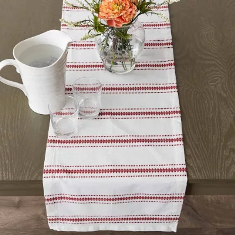 Design Imports Barn Red Zig Dobby Stripe Table Runner