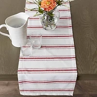 Design Imports Barn Red Zig Dobby Stripe Table Runner