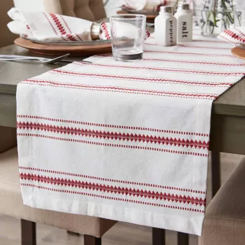 Design Imports Barn Red Zig Dobby Stripe Table Runner