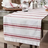 Design Imports Barn Red Zig Dobby Stripe Table Runner
