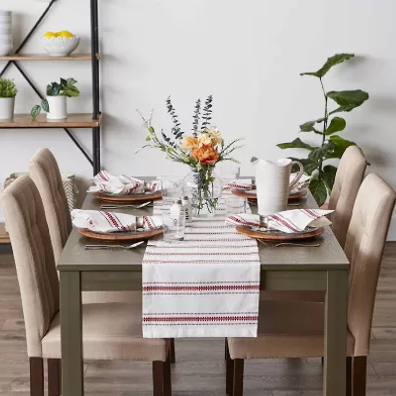 Design Imports Barn Red Zig Dobby Stripe Table Runner