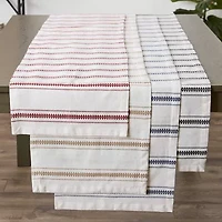 Design Imports Black Zig Dobby Stripe Table Runner