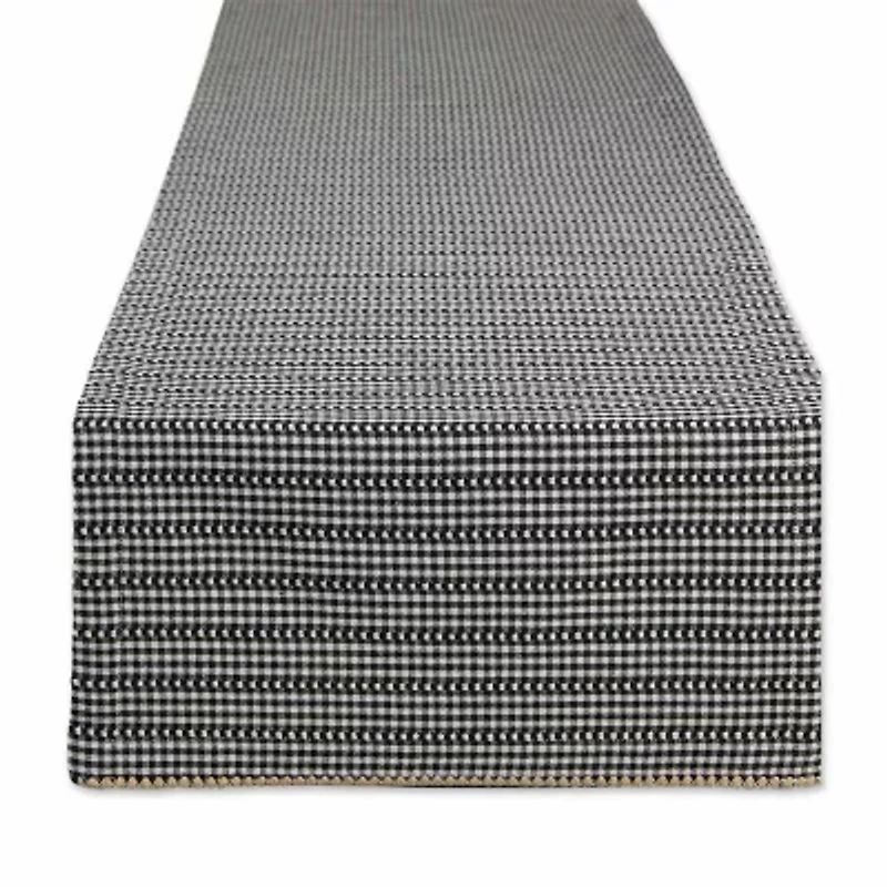 Design Imports Black Farmhouse Gingham Table Runner