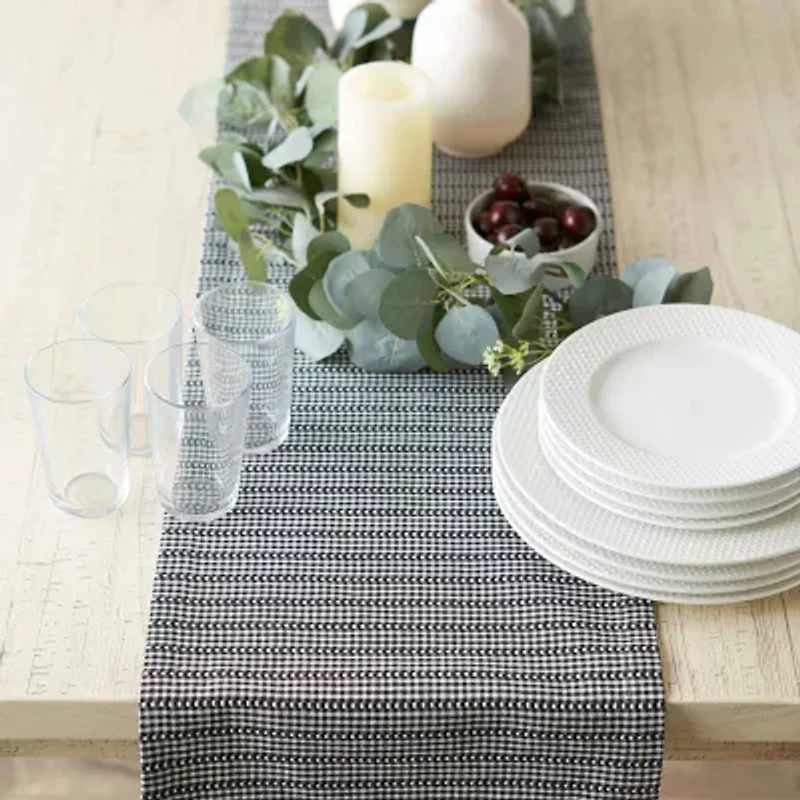 Design Imports Black Farmhouse Gingham Table Runner
