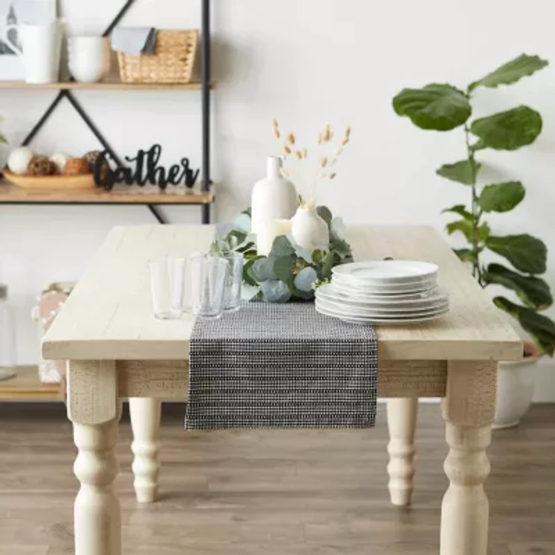 Design Imports Black Farmhouse Gingham Table Runner