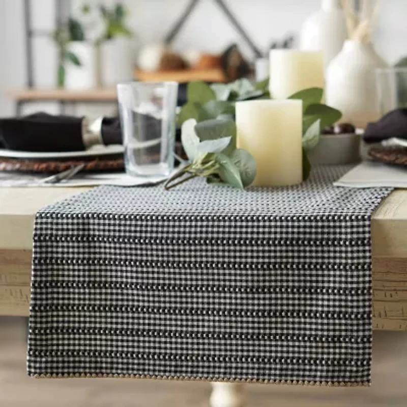 Design Imports Black Farmhouse Gingham Table Runner