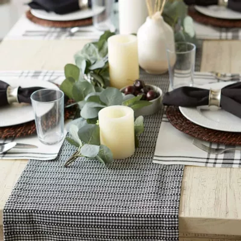 Design Imports Black Farmhouse Gingham Table Runner