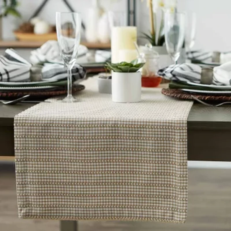 Design Imports Stone Farmhouse Gingham Table Runner