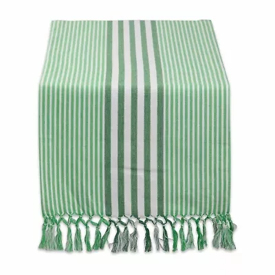Design Imports Grass Green Stripes Table Runner
