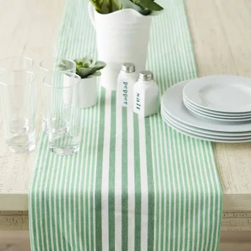 Design Imports Grass Green Stripes Table Runner